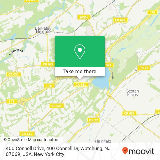 Mapa de 400 Connell Drive, 400 Connell Dr, Watchung, NJ 07069, USA