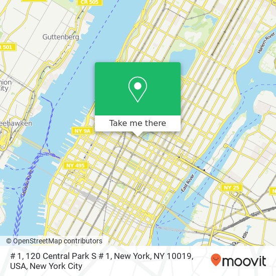 Mapa de # 1, 120 Central Park S # 1, New York, NY 10019, USA