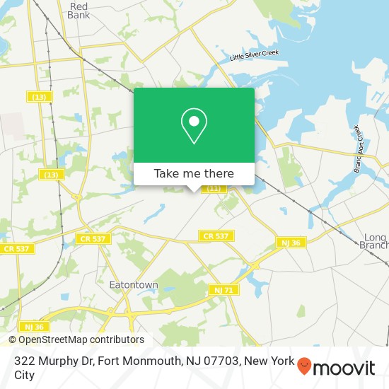 Mapa de 322 Murphy Dr, Fort Monmouth, NJ 07703