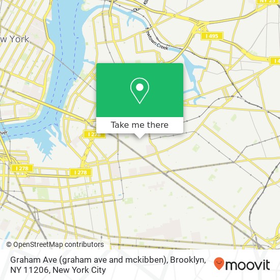 Mapa de Graham Ave (graham ave and mckibben), Brooklyn, NY 11206