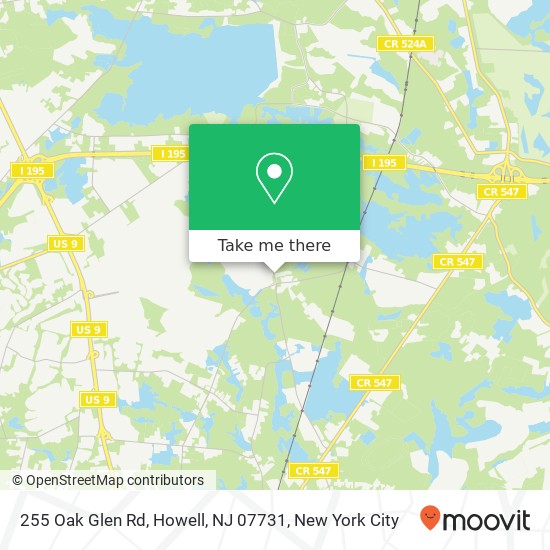Mapa de 255 Oak Glen Rd, Howell, NJ 07731