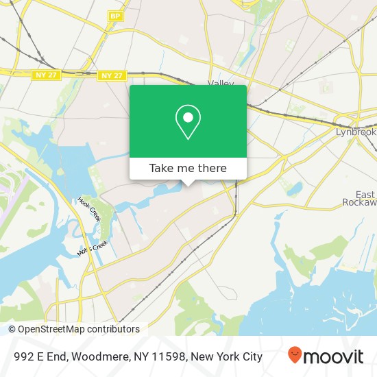 Mapa de 992 E End, Woodmere, NY 11598