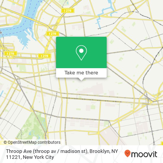 Mapa de Throop Ave (throop av / madison st), Brooklyn, NY 11221