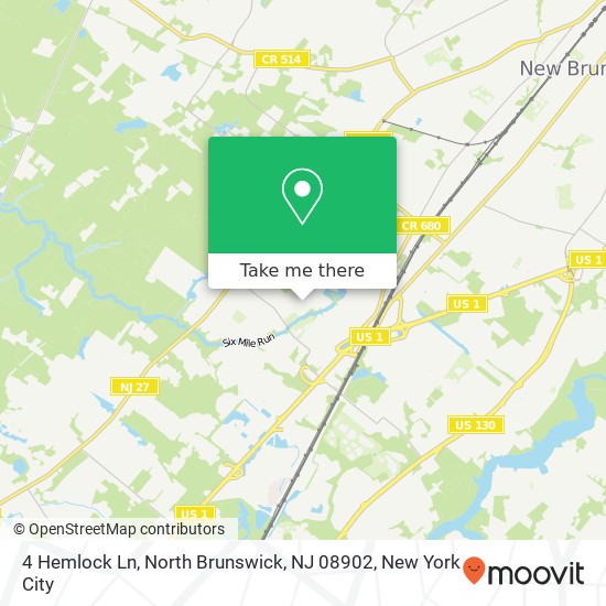 Mapa de 4 Hemlock Ln, North Brunswick, NJ 08902