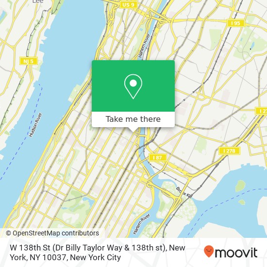 Mapa de W 138th St (Dr Billy Taylor Way & 138th st), New York, NY 10037