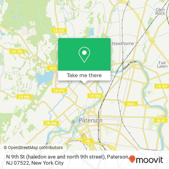 Mapa de N 9th St (haledon ave and north 9th street), Paterson, NJ 07522