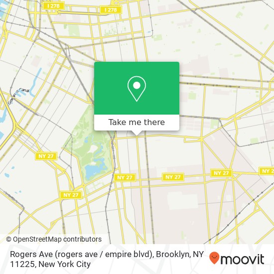Mapa de Rogers Ave (rogers ave / empire blvd), Brooklyn, NY 11225