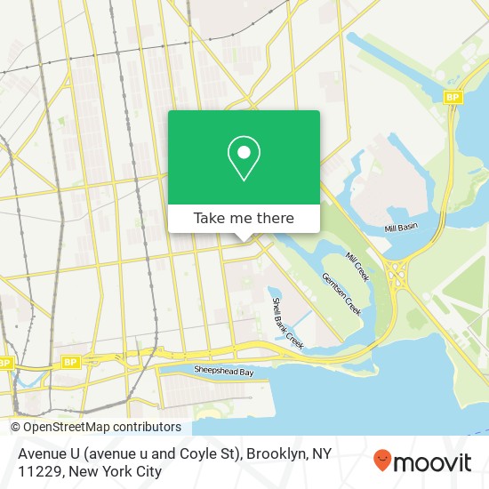 Mapa de Avenue U (avenue u and Coyle St), Brooklyn, NY 11229