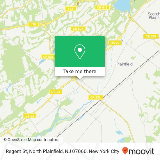 Mapa de Regent St, North Plainfield, NJ 07060