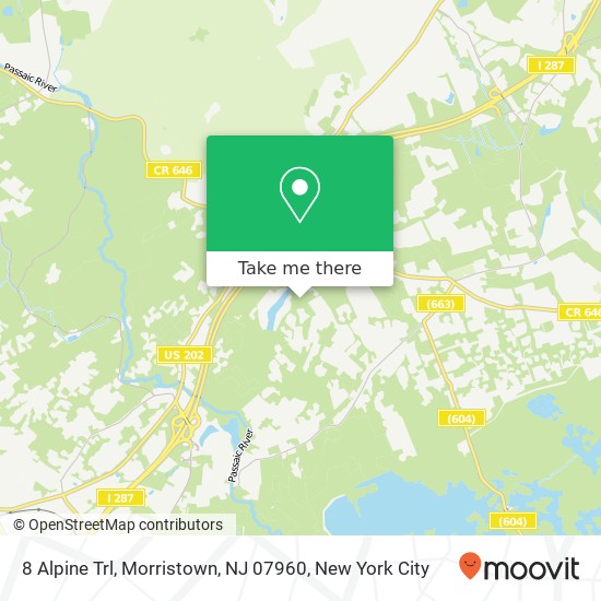 Mapa de 8 Alpine Trl, Morristown, NJ 07960