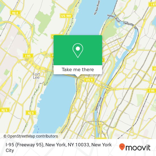 Mapa de I-95 (Freeway 95), New York, NY 10033