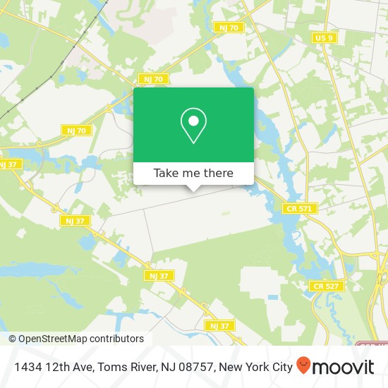 Mapa de 1434 12th Ave, Toms River, NJ 08757