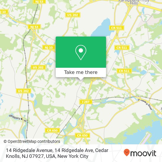Mapa de 14 Ridgedale Avenue, 14 Ridgedale Ave, Cedar Knolls, NJ 07927, USA