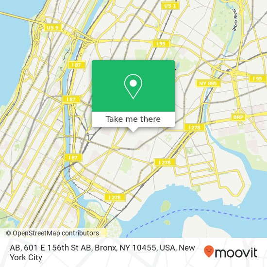 Mapa de AB, 601 E 156th St AB, Bronx, NY 10455, USA