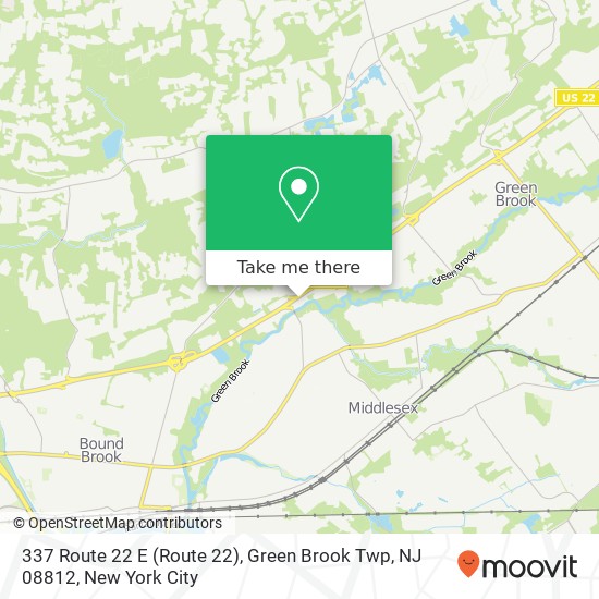 Mapa de 337 Route 22 E (Route 22), Green Brook Twp, NJ 08812