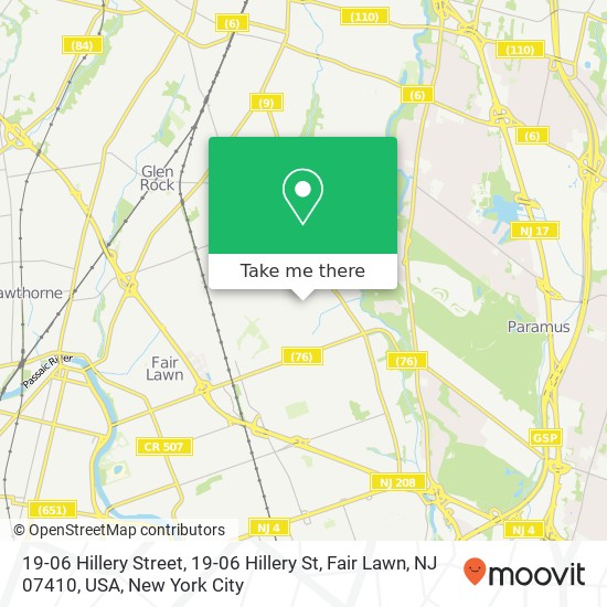 19-06 Hillery Street, 19-06 Hillery St, Fair Lawn, NJ 07410, USA map