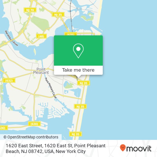 Mapa de 1620 East Street, 1620 East St, Point Pleasant Beach, NJ 08742, USA