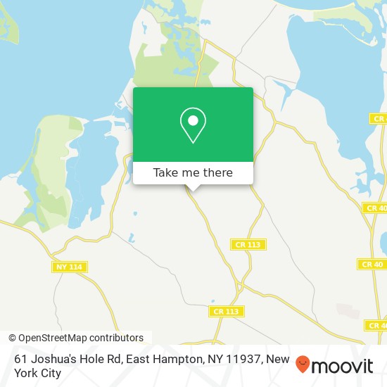 Mapa de 61 Joshua's Hole Rd, East Hampton, NY 11937
