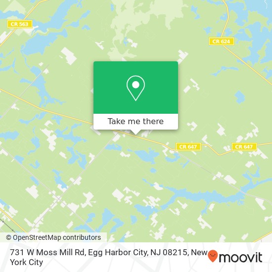 Mapa de 731 W Moss Mill Rd, Egg Harbor City, NJ 08215