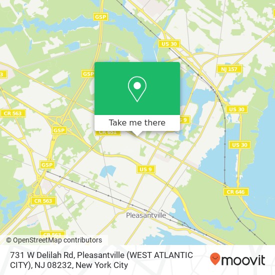 Mapa de 731 W Delilah Rd, Pleasantville (WEST ATLANTIC CITY), NJ 08232
