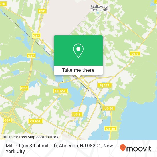 Mapa de Mill Rd (us 30 at mill rd), Absecon, NJ 08201