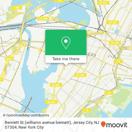 Mapa de Bennett St (williams avenue bennett), Jersey City, NJ 07304
