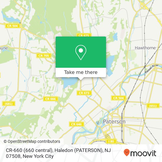 Mapa de CR-660 (660 central), Haledon (PATERSON), NJ 07508