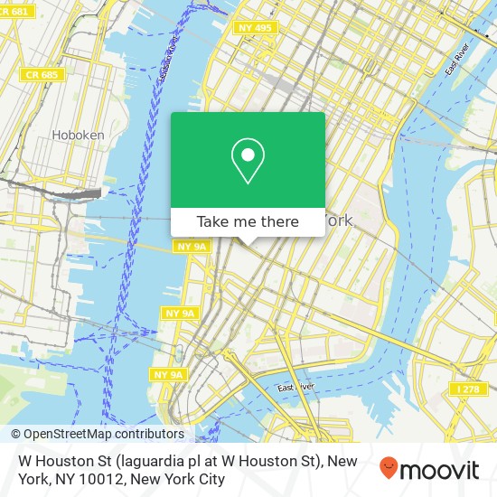 Mapa de W Houston St (laguardia pl at W Houston St), New York, NY 10012