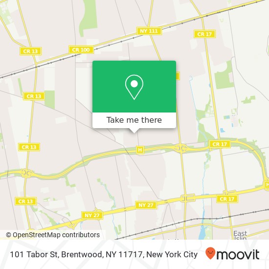 Mapa de 101 Tabor St, Brentwood, NY 11717