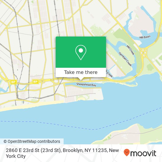 Mapa de 2860 E 23rd St (23rd St), Brooklyn, NY 11235