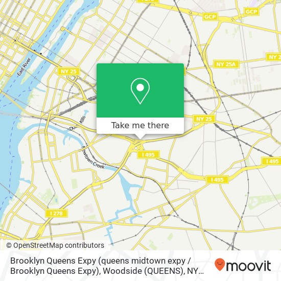 Mapa de Brooklyn Queens Expy (queens midtown expy / Brooklyn Queens Expy), Woodside (QUEENS), NY 11377