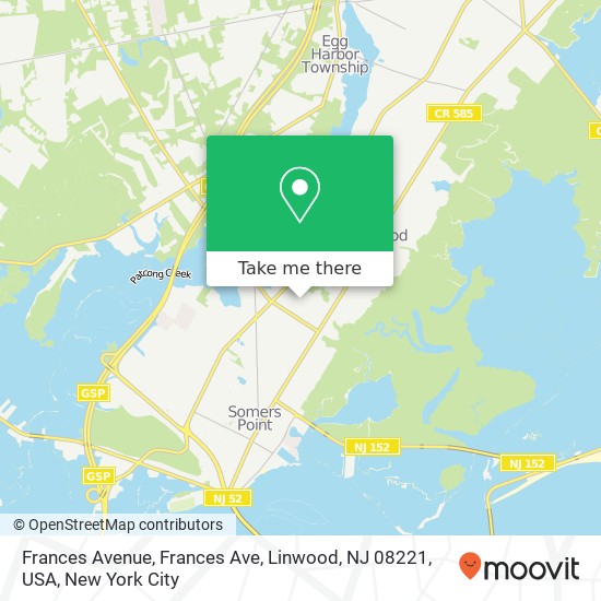 Mapa de Frances Avenue, Frances Ave, Linwood, NJ 08221, USA