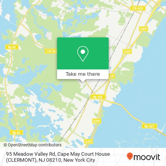 Mapa de 95 Meadow Valley Rd, Cape May Court House (CLERMONT), NJ 08210