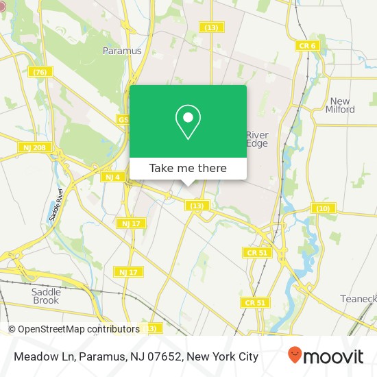 Mapa de Meadow Ln, Paramus, NJ 07652
