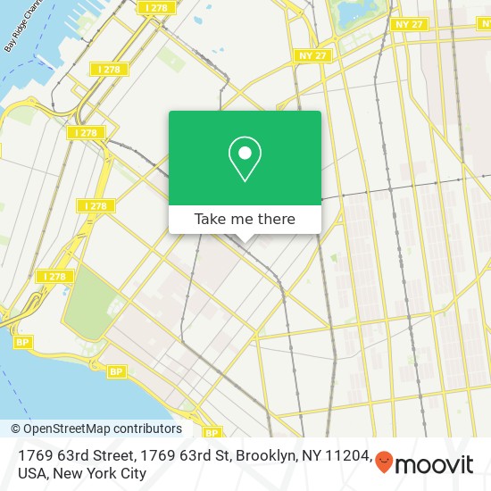 1769 63rd Street, 1769 63rd St, Brooklyn, NY 11204, USA map