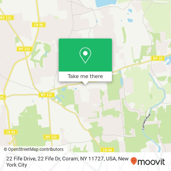 22 Fife Drive, 22 Fife Dr, Coram, NY 11727, USA map