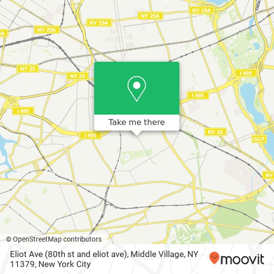 Mapa de Eliot Ave (80th st and eliot ave), Middle Village, NY 11379