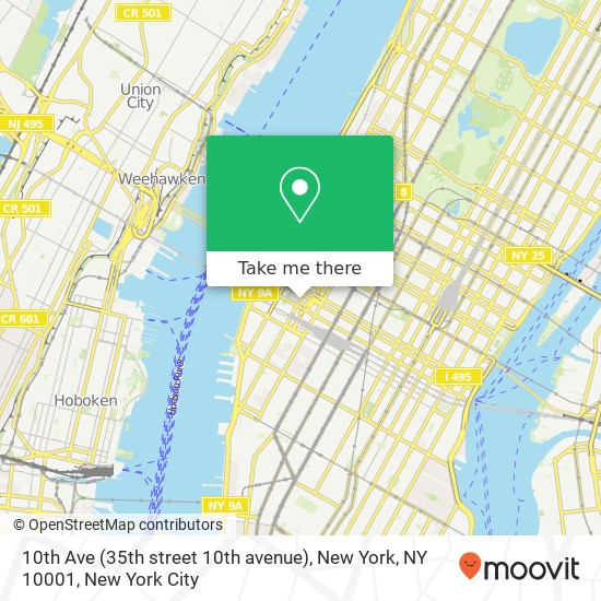 10th Ave (35th street 10th avenue), New York, NY 10001 map