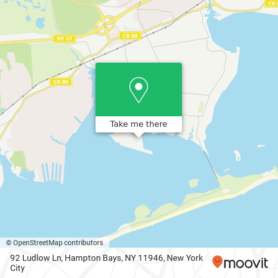 Mapa de 92 Ludlow Ln, Hampton Bays, NY 11946