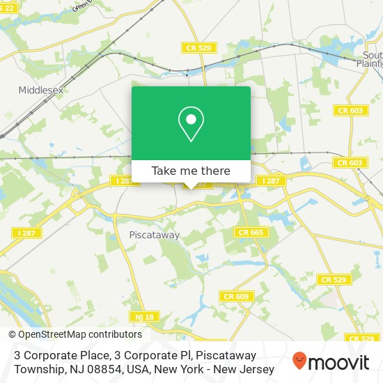 Mapa de 3 Corporate Place, 3 Corporate Pl, Piscataway Township, NJ 08854, USA