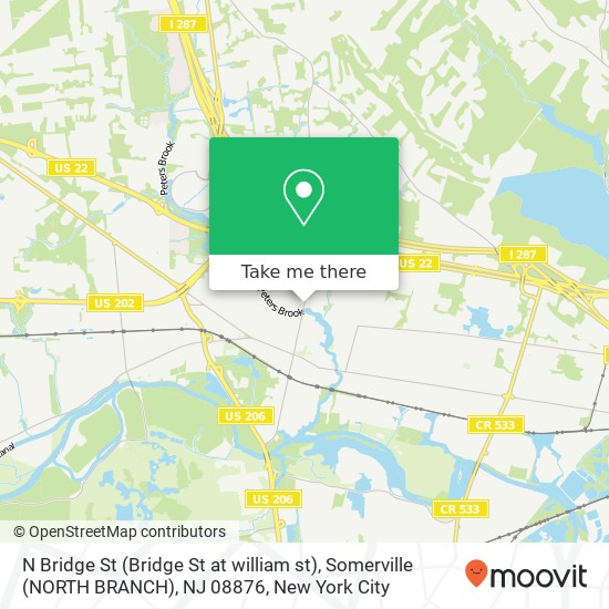 Mapa de N Bridge St (Bridge St at william st), Somerville (NORTH BRANCH), NJ 08876