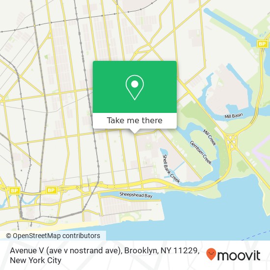 Mapa de Avenue V (ave v nostrand ave), Brooklyn, NY 11229
