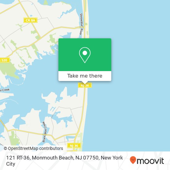 Mapa de 121 RT-36, Monmouth Beach, NJ 07750