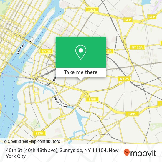 Mapa de 40th St (40th 48th ave), Sunnyside, NY 11104