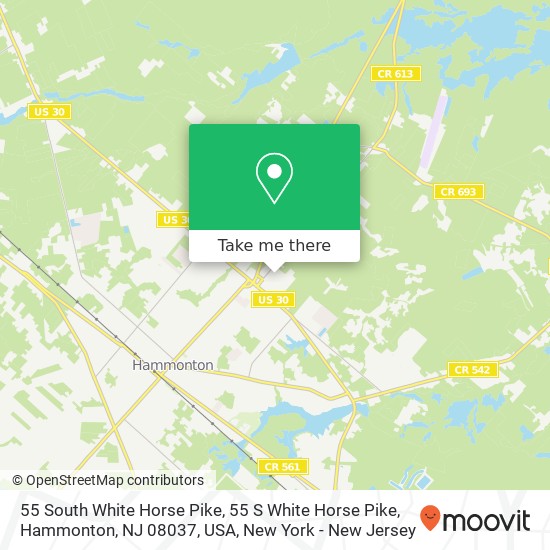 Mapa de 55 South White Horse Pike, 55 S White Horse Pike, Hammonton, NJ 08037, USA