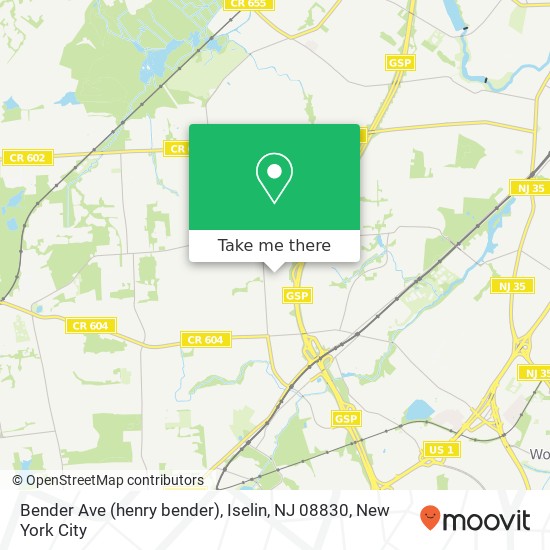 Mapa de Bender Ave (henry bender), Iselin, NJ 08830