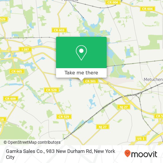 Mapa de Gamka Sales Co., 983 New Durham Rd