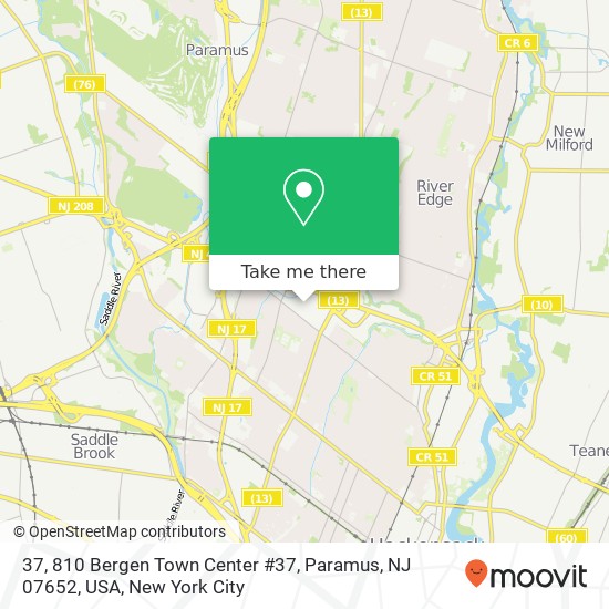 Mapa de 37, 810 Bergen Town Center #37, Paramus, NJ 07652, USA