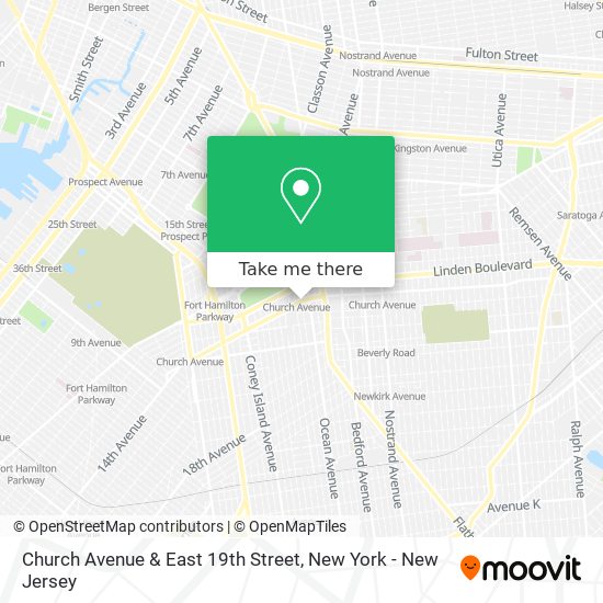 Church Avenue & East 19th Street map