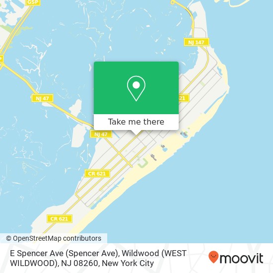 Mapa de E Spencer Ave (Spencer Ave), Wildwood (WEST WILDWOOD), NJ 08260